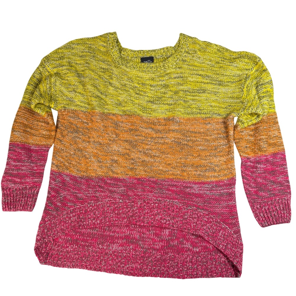 Rue 21 Ombre Striped‎ Knit Sweater Yellow Orange Pink XLarge Acrylic